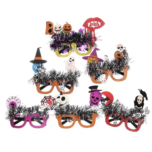 POPETPOP 6 Stück Teiliges Halloween Brillen mit Einzigartigen Party Motiven Lustige Foto Requisiten Bunte Dekoration für Halloween Kostümfeste Langlebige und Sichere Brillen für Partyspaß von POPETPOP