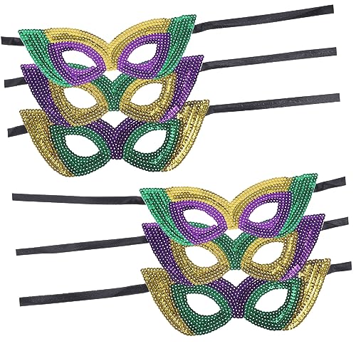 POPETPOP 6 Stück Teiliges Masquerade Masken mit Pailletten Halbgesichts Cosplay Masken in Gold und Grün Festliche für Damen und Mädchen POPETPOP 6 Stück Teiliges Masquerade Masken mit Pailletten Halbgesichts Cosplay Masken in Gold und Grün Festliche für Damen und Mädchen von POPETPOP