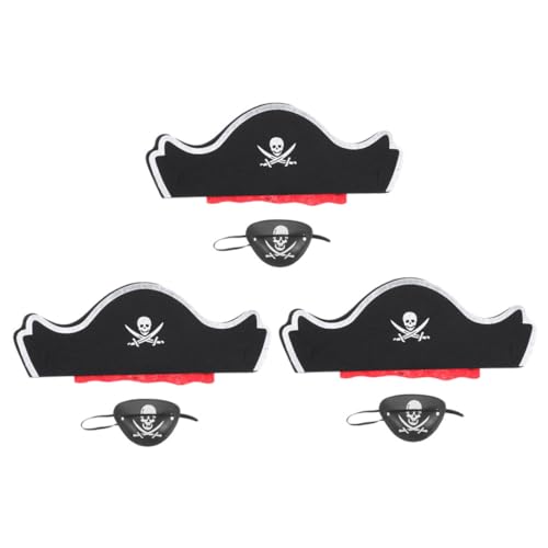 POPETPOP 6 Stück Teiliges Piratenkostüm Zubehör Set mit Piratenhut Filz Augenklappen und Haaraccessoires und Langlebig für Halloween Kostümparty Karneval und Rollenspiele von POPETPOP