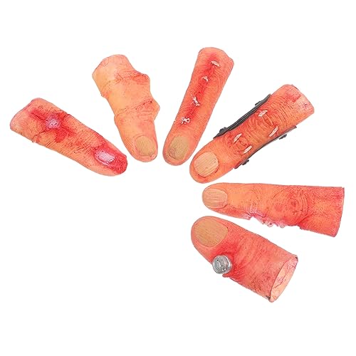 POPETPOP 6 Stück Teiliges Vinyl Blutige Abgetrennte Finger Halloween Party Requisiten Realistische Gruselige Deko für Haunted House Halloween Zubehör von POPETPOP