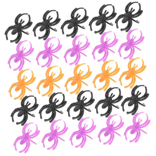 POPETPOP 60 Stück Teiliges Halloween Spinnen Ringe Bunte Spinnen DIY Spinnenringe in Schwarz Orange und Realistische Halloween Deko für Partys und Familienaktivitäten von POPETPOP