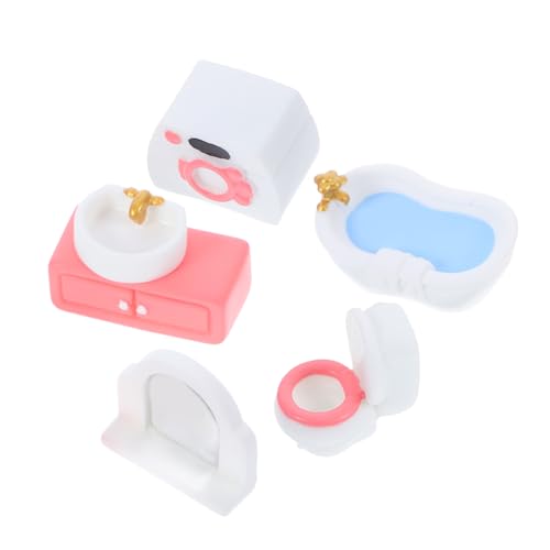 POPETPOP 6Stücke Badezimmermöbel für Puppenhaus Teiliges Zubehör mit Badewanne Toilette Waschmaschine Spüle und Spiegel für Romantische Raumgestaltung und Kreative POPETPOP 6Stücke Badezimmermöbel für Puppenhaus Teiliges Zubehör mit Badewanne Toilette Waschmaschine Spüle und Spiegel für Romantische Raumgestaltung und Kreative von POPETPOP