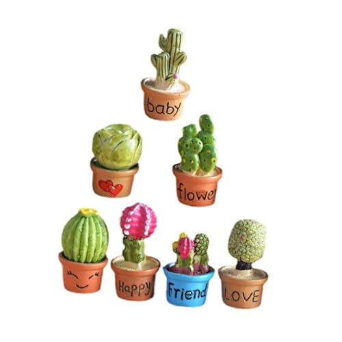 POPETPOP 7 Stück Miniatur Bonsai Pflanzen künstlich Anlage winzig eingetopft gefälscht drinnen kunstpflanze Mini-Szenen-Requisiten Mini Sukkulente Dekorationen Umweltharz von POPETPOP
