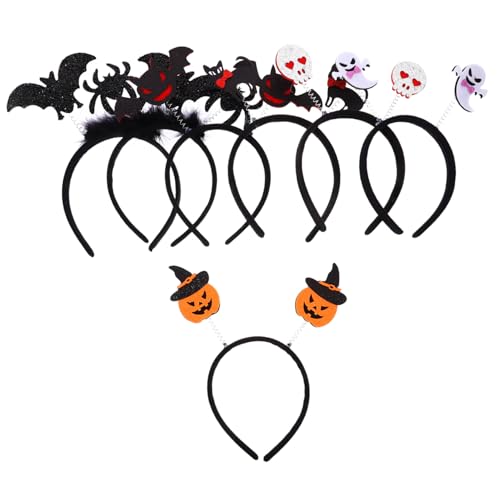 POPETPOP 7 Stück Teiliges Halloween Haarreif Kreativer Cosplay Stirnband mit Geist Kürbis Katze Schädel Fledermaus und Spinnen Design Leicht Bequem Robust für Kostüm Party und POPETPOP 7 Stück Teiliges Halloween Haarreif Kreativer Cosplay Stirnband mit Geist Kürbis Katze Schädel Fledermaus und Spinnen Design Leicht Bequem Robust für Kostüm Party und von POPETPOP