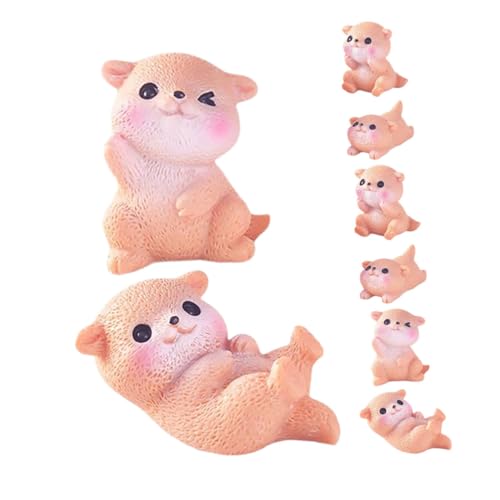 POPETPOP 8 Stück Mikrolandschaftsotter Kuchen -toper -figuren Kuchendeckel Ornamente Feengarten-statue Feengarten Zubehör Cartoon-tiere Basteln Mini-moos-ornamente Harz Brown von POPETPOP
