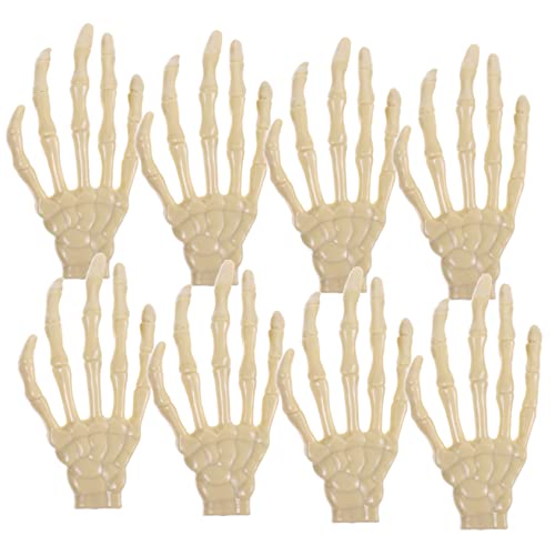 POPETPOP 8 Stück Realistische Teilig Halloween Skelett Hand Deko aus Hochwertigem Kunststoff Detailgetreue Gruselhände für Party Fenster und Wanddekoration Horror Requisite für Halloween von POPETPOP