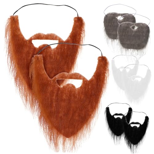 POPETPOP 8 Stück Teiliges Fake Bart mit Elastischem Band Bunte Polyester in Braun Leicht Bequem für Halloween Weihnachten Karneval Cosplay Kostüm Zubehör von POPETPOP
