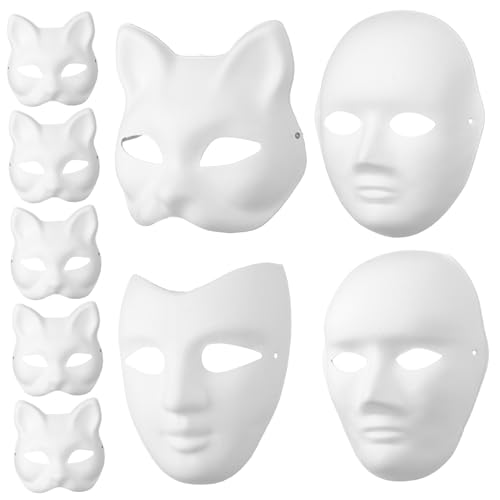 POPETPOP 9 Stück Teiliges Papiermasken zum Bemalen Leichte Glatte Blanko Masken in Tier und Gesichtsmotiven Sichere Komfortable Maskerade für Erwachsene für Cosplay Karneval und Halloween POPETPOP 9 Stück Teiliges Papiermasken zum Bemalen Leichte Glatte Blanko Masken in Tier und Gesichtsmotiven Sichere Komfortable Maskerade für Erwachsene für Cosplay Karneval und Halloween von POPETPOP
