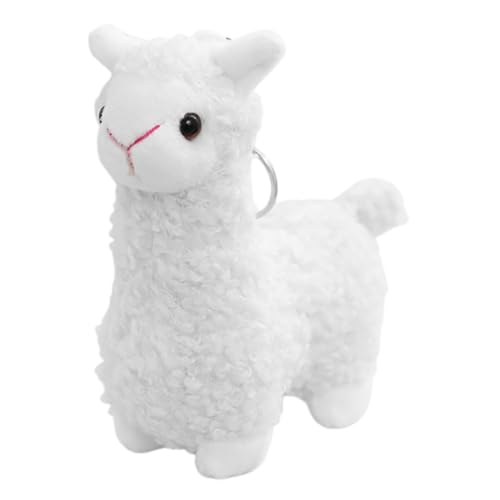 POPETPOP Alpaka-schlüsselanhänger Tierischer Plüsch-schlüsselanhänger Kawaii Plüsch-schlüsselanhänger Plüschschlüsselschnalle Kuscheltiere Mit Schafen Kurzer Plüsch Weiß von POPETPOP