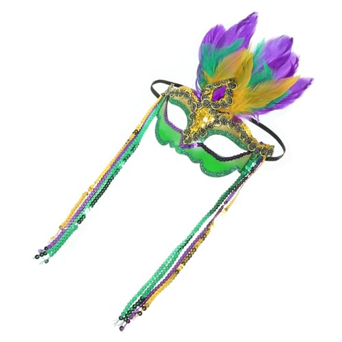 POPETPOP Bunte Federmaske Halbgesichtsmaske mit Verstellbarem Elastikband für Kostümparty Maskerade Cosplay Halloween Party Zubehör für Damen und Herren POPETPOP Bunte Federmaske Halbgesichtsmaske mit Verstellbarem Elastikband für Kostümparty Maskerade Cosplay Halloween Party Zubehör für Damen und Herren von POPETPOP