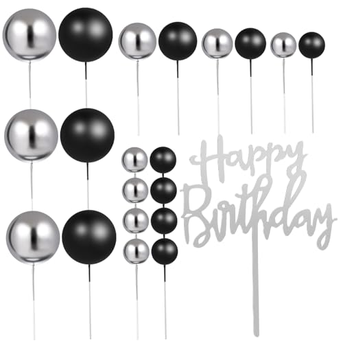 POPETPOP Cake Balls Tortendeko Teilig Papier Kugeln Cake Topper in Schwarz Silber Stilvolle Torten Dekoration für Geburtstag Hochzeit Babyparty Langlebig und Einfach zu Platzieren POPETPOP Cake Balls Tortendeko Teilig Papier Kugeln Cake Topper in Schwarz Silber Stilvolle Torten Dekoration für Geburtstag Hochzeit Babyparty Langlebig und Einfach zu Platzieren von POPETPOP