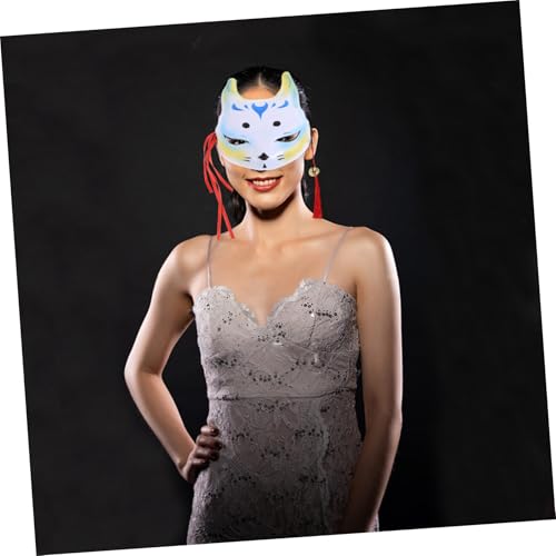 POPETPOP Cosplay Halbgesichtsmaske Fuchs Katze aus Leichtem Kunststoff Bequeme Langlebige Tiermaske für Halloween Karneval Masquerade Party Einfach Anzulegen von POPETPOP