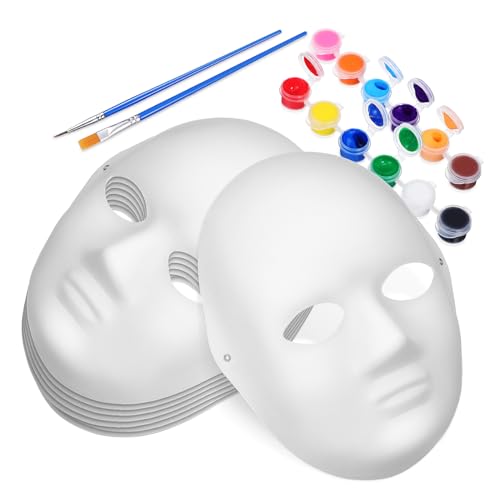 POPETPOP DIY Papiermasken Teilig Blank Pulp Masks zum Bemalen mit Farben Farbe und Pinseln Bastelset für Karneval Halloween Party Maskerade Gesicht Verkleidung von POPETPOP