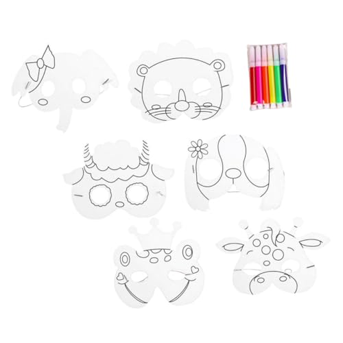 POPETPOP DIY Tiermasken zum Bemalen für Teiliges mit Handbemalten Blanko Masken Hund Elefant Reh Ziege Frosch Inklusive Farben für Geburtstag Karneval Kreative Bastelparty POPETPOP DIY Tiermasken zum Bemalen für Teiliges mit Handbemalten Blanko Masken Hund Elefant Reh Ziege Frosch Inklusive Farben für Geburtstag Karneval Kreative Bastelparty von POPETPOP