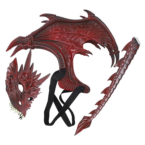POPETPOP Drachenkostüm Set mit Maske Flügeln und Leichtes Rotes Halloween Cosplay Zubehör für Jungen und Mädchen für Karneval Kostümpartys und Fotoshootings POPETPOP Drachenkostüm Set mit Maske Flügeln und Leichtes Rotes Halloween Cosplay Zubehör für Jungen und Mädchen für Karneval Kostümpartys und Fotoshootings von POPETPOP
