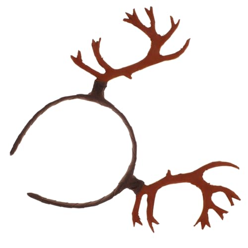 POPETPOP Dunkelbrauner Hirschgeweih Haarreif aus Resin Leicht und Bequem Festlicher Haarschmuck für Damen und Mädchen für Halloween Weihnachten und Karneval Verstellbar für Verschiedene von POPETPOP