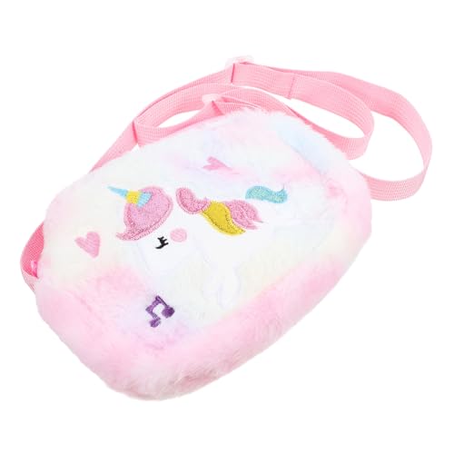 POPETPOP Einhorn Plüsch Umhängetasche mit Verstellbarem Schultergurt Weiche Handtasche für Mädchen Mittelgroßer Stauraum für Schlüssel und Karten für Party Outdoor und Reisen von POPETPOP