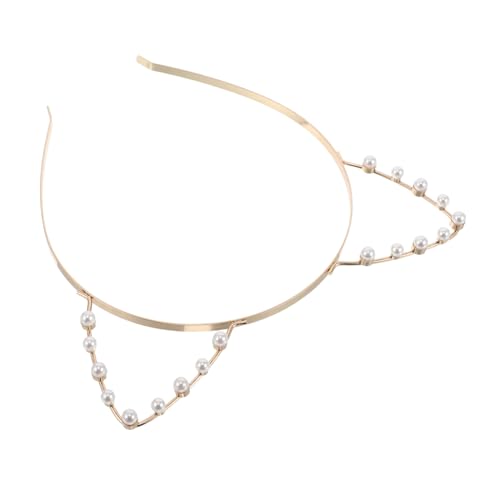 POPETPOP Faux Perlen Katzenohren Haarreif Komfortables Stirnband Stilvolles Haaraccessoire für Frauen Cosplay Party Alltag Verstellbar und Rutschfest von POPETPOP