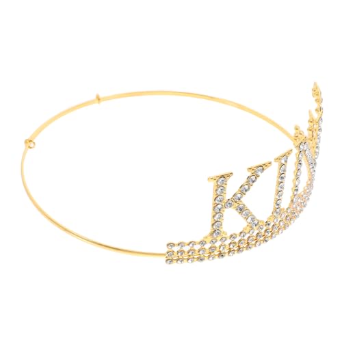 POPETPOP Goldene King Krone für Herren und Jungen Leichte Geburtstagskrone mit Funkelnden Strasssteinen Verstellbare Party Kopfbedeckung für Cosplay Theater und Festliche Anlässe von POPETPOP