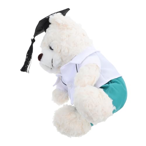 POPETPOP Graduate Bear Plush Puppe Für Die Abschlusssaison Ideal Für Studenten Und Partydekorationen Weiche Und Entzückende Doktorbär Abschluss Und Foto -requisite Weißgrün von POPETPOP