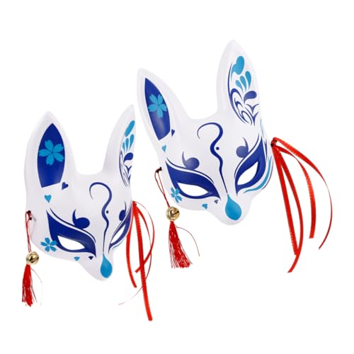 POPETPOP Halbgesicht Fuchsmaske Japanischer Stil aus Langlebigem PVC mit Kirschblütenmotiv Atmungsaktiv und für Cosplay Partys Bühnenauftritte Teiliges für Erwachsene von POPETPOP