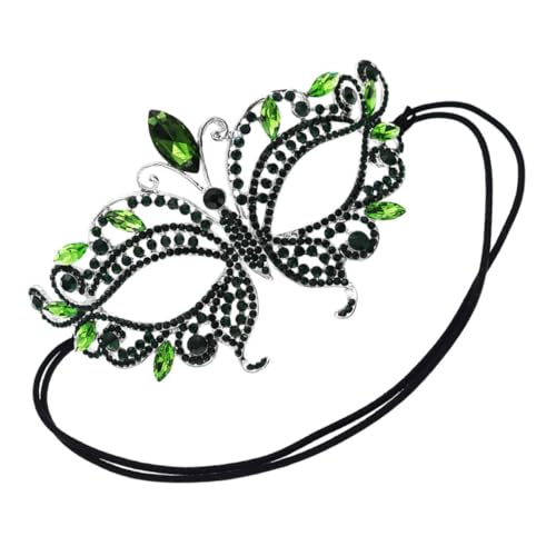 POPETPOP Halbgesichts Maske Damen mit Strasssteinen Spitzen Masquerade Halloween Maske für Party und Karneval Grünes Design Vielseitiges Accessoire für Kostüm Events POPETPOP Halbgesichts Maske Damen mit Strasssteinen Spitzen Masquerade Halloween Maske für Party und Karneval Grünes Design Vielseitiges Accessoire für Kostüm Events von POPETPOP