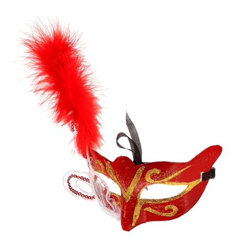 POPETPOP Halbgesichts Maske mit Spitzenfederschmuck Leichte Party und Karnevalsmaske für Cosplay Halloween und Kostümfeste Komfortabel und Individuell Designed von POPETPOP