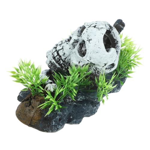 POPETPOP Halloween Aquarium Reptilienbox Dekoration Schwamm Wasserhaus Künstlicher Skelett Aquarium Dekoration Fischfelsen Fischtank Set Fischglas von POPETPOP