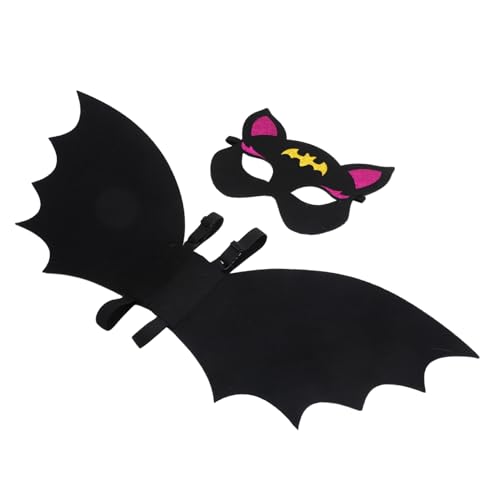 POPETPOP Halloween Bat Wing für Jahre Leichtes Cosplay Kostüm mit Fledermausflügeln und Maske Schwarzes Party Accessoire für Karneval Maskerade und Halloween Feier von POPETPOP