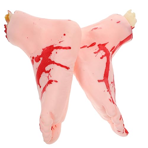 POPETPOP Halloween Deko Realistische Blutige Fußrequisiten aus Vinyl Stabile Horror Dekoration für Halloween Party Gruselige Fake Füße als Streichobjekt und Filmzubehör Platzsparend und von POPETPOP