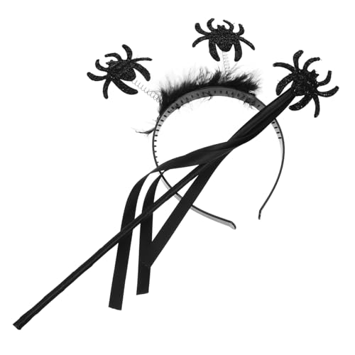 POPETPOP Halloween Haarreif Teilig mit Spinne und Zauberstab Leichtes Bequemes Party Kostümaccessoire für Frauen Ausgefallenes Stirnband für Karneval und Festtage von POPETPOP