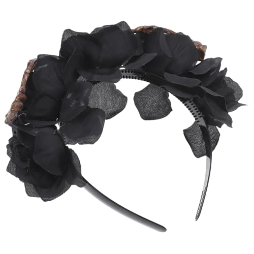 POPETPOP Halloween Haarreif mit Schwarzen Rosen und Vintage Gruseligen Skeletthänden Stylischer Kopfschmuck für Party Karneval und Kostüm Leichter Kompakter Haarschmuck für Damen von POPETPOP