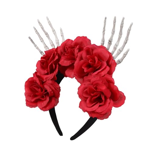 POPETPOP Halloween Haarreif mit Skelett Hand und Dunklen Rosen Langlebiger Kopfschmuck für Damen Cosplay Accessoire für Party Wiederverwendbarer Haarschmuck mit Künstlichen Blumen POPETPOP Halloween Haarreif mit Skelett Hand und Dunklen Rosen Langlebiger Kopfschmuck für Damen Cosplay Accessoire für Party Wiederverwendbarer Haarschmuck mit Künstlichen Blumen von POPETPOP