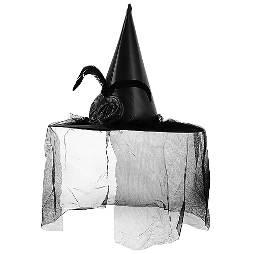 POPETPOP Halloween Hexenhut Rosenelementen Eleganter Kostüm Hut für Partys Vielseitig Einsetzbar für Halloween Cosplay und Karneval von POPETPOP