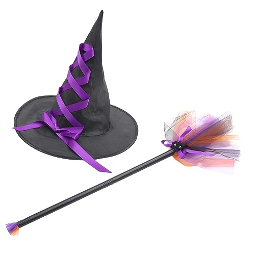 POPETPOP Halloween Hexenhut Teilig mit Abnehmbarem Besenstiel Hexenhut für Halloween Dekoration und Cosplay Geeignet für Erwachsene Detaillierte Verarbeitung für Party Kostüme POPETPOP Halloween Hexenhut Teilig mit Abnehmbarem Besenstiel Hexenhut für Halloween Dekoration und Cosplay Geeignet für Erwachsene Detaillierte Verarbeitung für Party Kostüme von POPETPOP