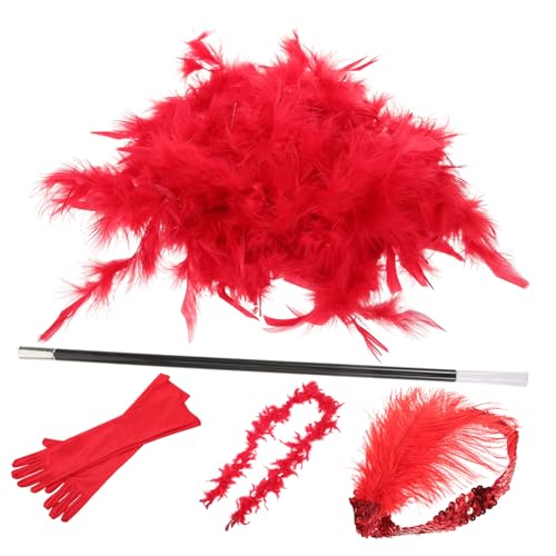 POPETPOP Halloween Kostüm Flapper Girl mit Langen Handschuhen Perlenkette und Stirnband Einzigartiges Cosplay Zubehör für Damen für Halloween Themenpartys und Tanzveranstaltungen von POPETPOP