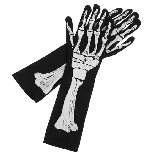 POPETPOP Halloween Skelett Handschuhe Vollfinger Gruselige Cosplay Handschuhe Leichtes Atmungsaktives Material Unisex Zubehör für Halloween Kostüm Party von POPETPOP