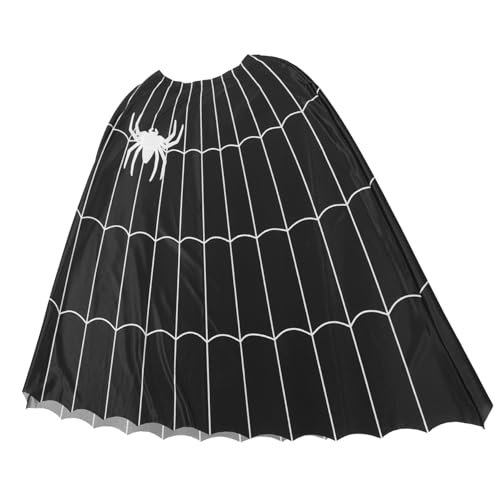 POPETPOP Halloween Umhang mit Kapuze Damen Klassisch Farbiger Spinnen Design Halloween Party Cosplay Kostüm Umhang für Vampir Roleplay Bühnenauftritte und Dekoration von POPETPOP