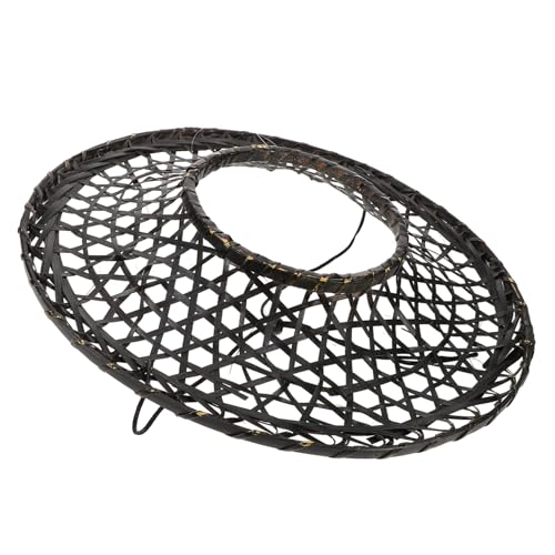 POPETPOP Handgefertigter Schwarzer Hohlgewebter Bambus Kegelhut Leichter Atmungsaktiver Cosplay und Partyhut Dekoratives Accessoire Durchmesser Komfortabel für Bühne und Outdoor von POPETPOP