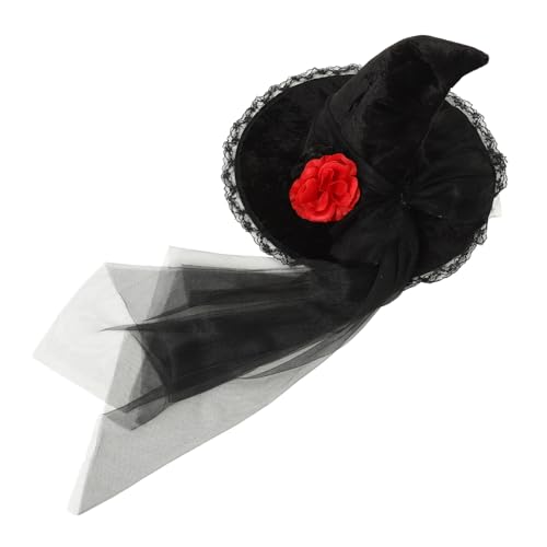 POPETPOP Hexenhut für Halloween Krempe Tragbarer Schleier Stilvolles Kostüm Accessoire für Hexen Cosplay Partys für Wettbewerbe POPETPOP Hexenhut für Halloween Krempe Tragbarer Schleier Stilvolles Kostüm Accessoire für Hexen Cosplay Partys für Wettbewerbe von POPETPOP