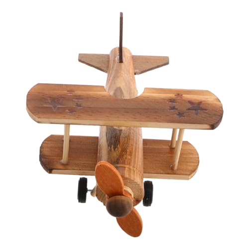 POPETPOP Holz-Vintage-Flugzeug, Kleines Holzflugzeug-Spielzeug, Holzflugzeug-Modell, Doppeldecker-Ornament Für Kinderzimmer, Zuhause, Tischdekoration Fürs Kinderzimmer von POPETPOP