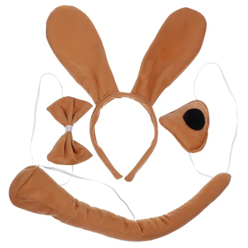 POPETPOP Hundekostüm Set Braun mit Welpenohren Stirnband und Fliege Weiches Tierkostüm für Fasching Halloween Party und Cosplay Junge Mädchen Bequem und Vielseitig Einsetzbar von POPETPOP