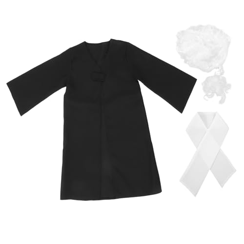 POPETPOP Juristen Kostüm mit Richter Perücke Verkleidung für Jungen und Mädchen Rollenspiel Outfit für Fasching Halloween Karneval und Berufserkundung von POPETPOP