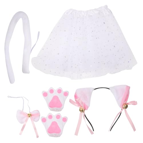 POPETPOP Katzenkostüm mit Katzenohren Stirnband Weiße Handschuhe Tutu Rock und Schleife Niedliches Tier Party Outfit für Verkleidung Halloween Fotorequisiten und Bühnenauftritte POPETPOP Katzenkostüm mit Katzenohren Stirnband Weiße Handschuhe Tutu Rock und Schleife Niedliches Tier Party Outfit für Verkleidung Halloween Fotorequisiten und Bühnenauftritte von POPETPOP