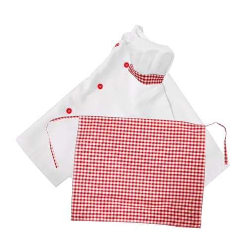 POPETPOP Kochkostüm Langarm Chef Rollenspiel Kleidung für Jungen Mädchen Kinderkoch Outfit für Schule Geburtstag Verkleidung mit Passendem Kochmantel und Schürze Rosa von POPETPOP