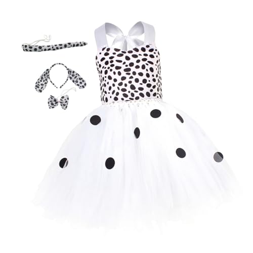 POPETPOP Kostüm Set Kleid mit Ohren Haarreif und Fliege Atmungsaktives Leichtes Cosplay Outfit für Mädchen Jahre für Halloween Party und Bühnenauftritte von POPETPOP