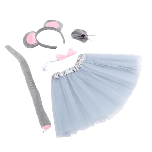 POPETPOP Kostüm Zubehör Set Teilig mit Grauem Tüllrock Ohr Haarreif Schleife und Nasenprop für Mädchen Halloween Fasching Kostüm Party Verkleidung POPETPOP Kostüm Zubehör Set Teilig mit Grauem Tüllrock Ohr Haarreif Schleife und Nasenprop für Mädchen Halloween Fasching Kostüm Party Verkleidung von POPETPOP