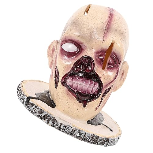 POPETPOP Küchenarbeitsplatten Schneideständer mit Gruseligem Zombiekopf Halloween Dekoration für Stabiler Messerhalter für Ihre Halloween Party von POPETPOP