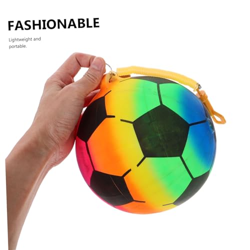 POPETPOP Leichter Aufblasbarer Fußball mit Feder Schnur Handlich für Kindergarten Tanz und Outdoor Spiel Bunter Kleiner Ball für Kleinkinder und Gruppenaktivitäten von POPETPOP