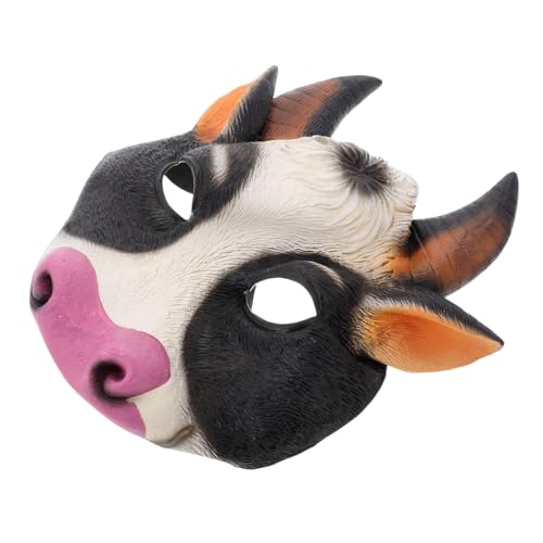 POPETPOP Lustige Kuh Halbgesichts Kuhkopf Kostüm Cosplay für Halloween Karneval Maskerade Party Bühnenauftritt von POPETPOP